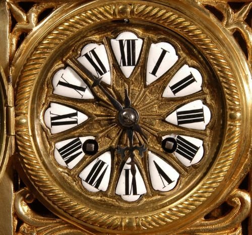 fig 2. Japy Freres Gothic Brass Table Clock, French - Circa 1870